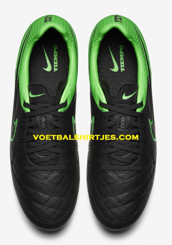 nike tiempo legend V black green leather